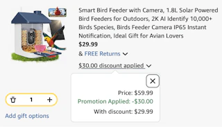 bird feeder Amazon receipt