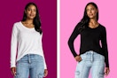 Two Time and Tru Women's Long Sleeve Tops in white and black