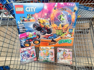 Lego sets in Walmart shopping cart