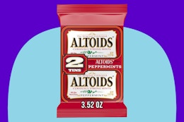 ALTOIDS Peppermint Mints on a blue background.