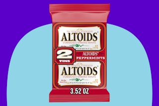 ALTOIDS Peppermint Mints on a blue background.