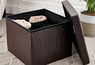 qvc tidy co 18 inch faux leather ottoman with shoe storage stock image 2023 1677698931 1677698931