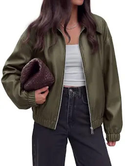 KIRUNDO Women's Faux Leather Jacket