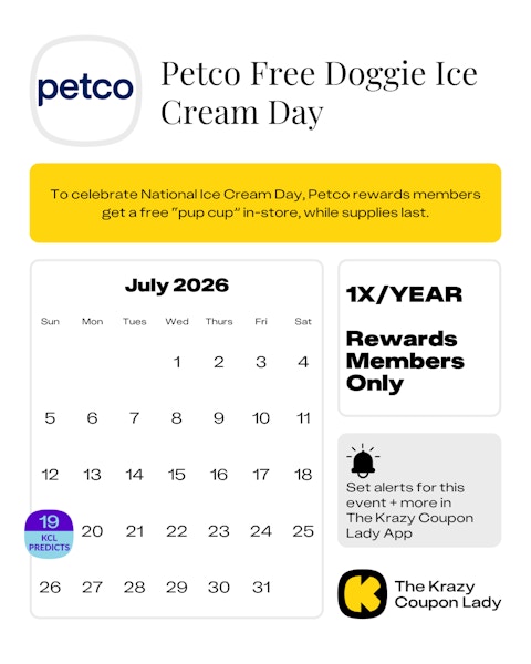 Petco Free Doggie Ice Cream Day in July 2025