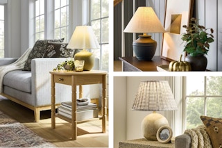 3 studio mcgee lamps and shades side by side