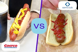 costco vs sams club hot dog sitting next to each other 