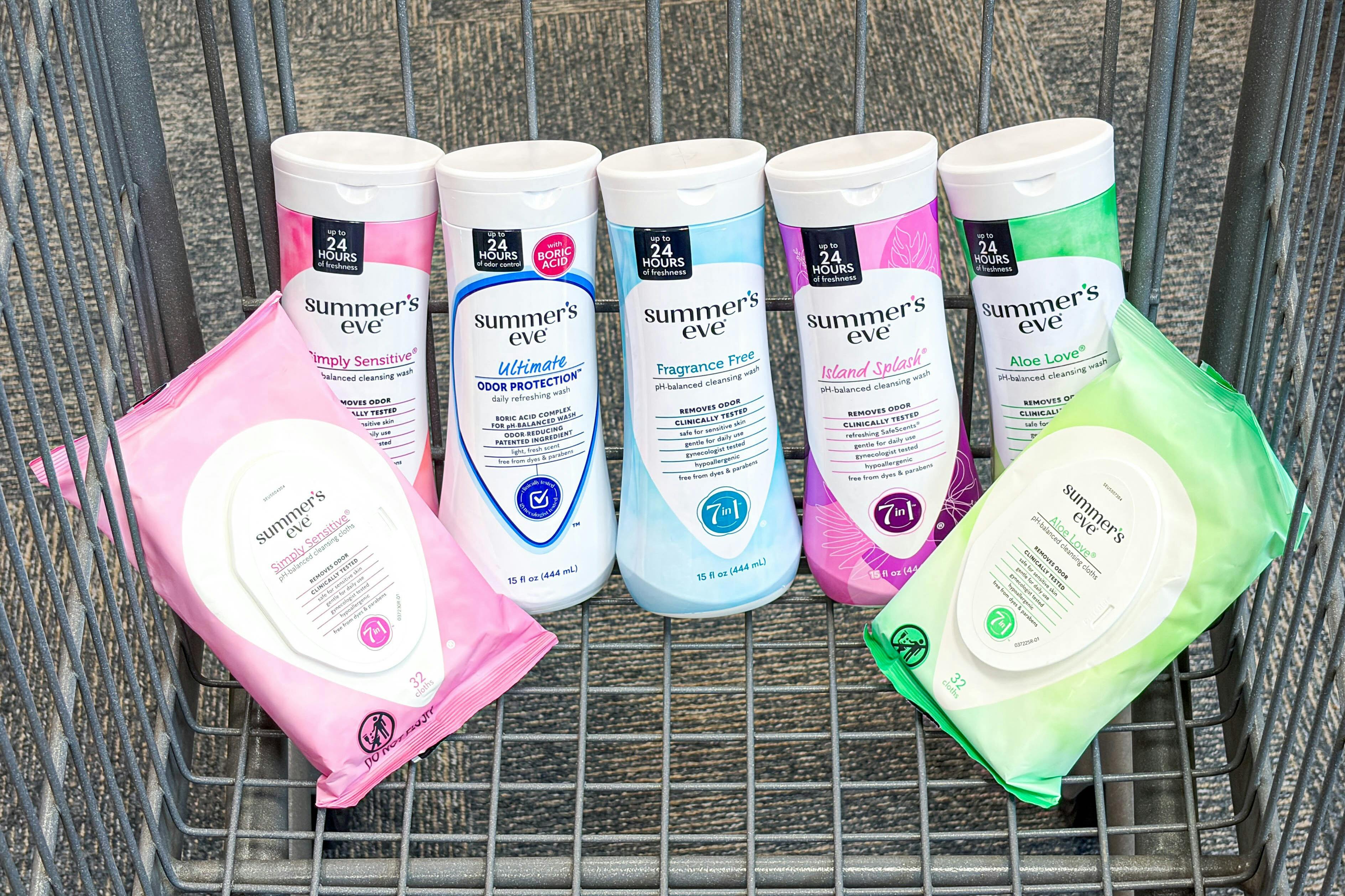 Summer's Eve products in a shopping cart