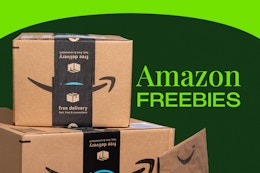 Two stacked Amazon boxes for Amazon freebies.