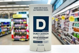 duke cannon deodorant on a shelf