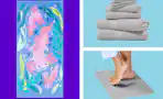 Bath towel, towel set & stone bath mat
