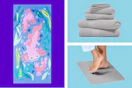 Bath towel, towel set & stone bath mat