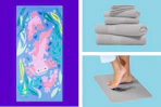 Bath towel, towel set & stone bath mat