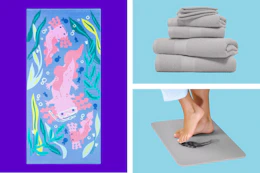 Bath towel, towel set & stone bath mat