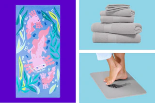 Bath towel, towel set & stone bath mat