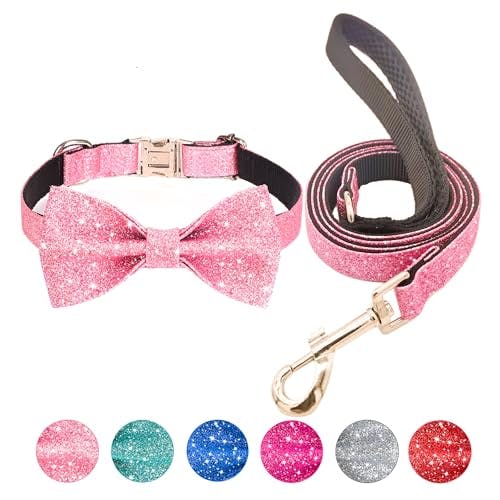 Bling Bow Tie Dog Collar & Leash Set