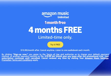 Amazon Music Unlimited 4-Month Trial