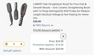 hair straightener brush Amazon receipt