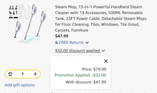 steam mop Amazon receipt
