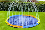 Lifestyle image of a splash pad set up outdoors