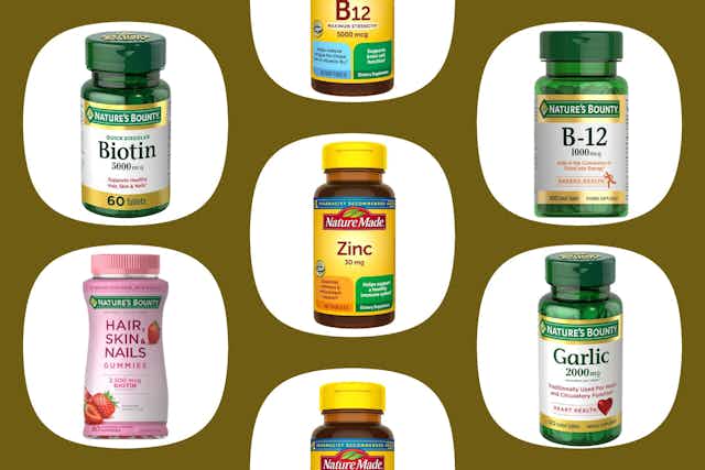 Nature Made Zinc for $1.25 and $2.04 Nature's Bounty B12 Vitamins on Amazon card image