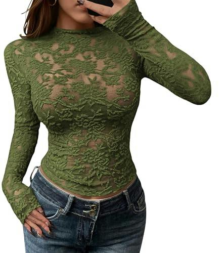 BTFBM Women's Mesh Long Sleeve Top