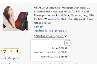 Shiatsu Back Massager Amazon receipt