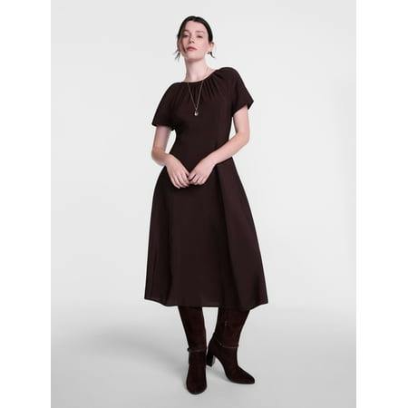 Women's Puff Sleeve Seamed Dress