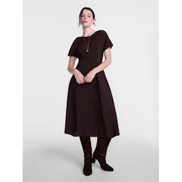 Women's Puff Sleeve Seamed Dress
