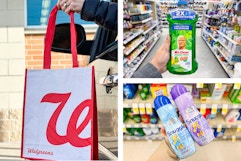 collage with walgreens bag, snuggle scent boosters, and mr. clean all purpose liquid