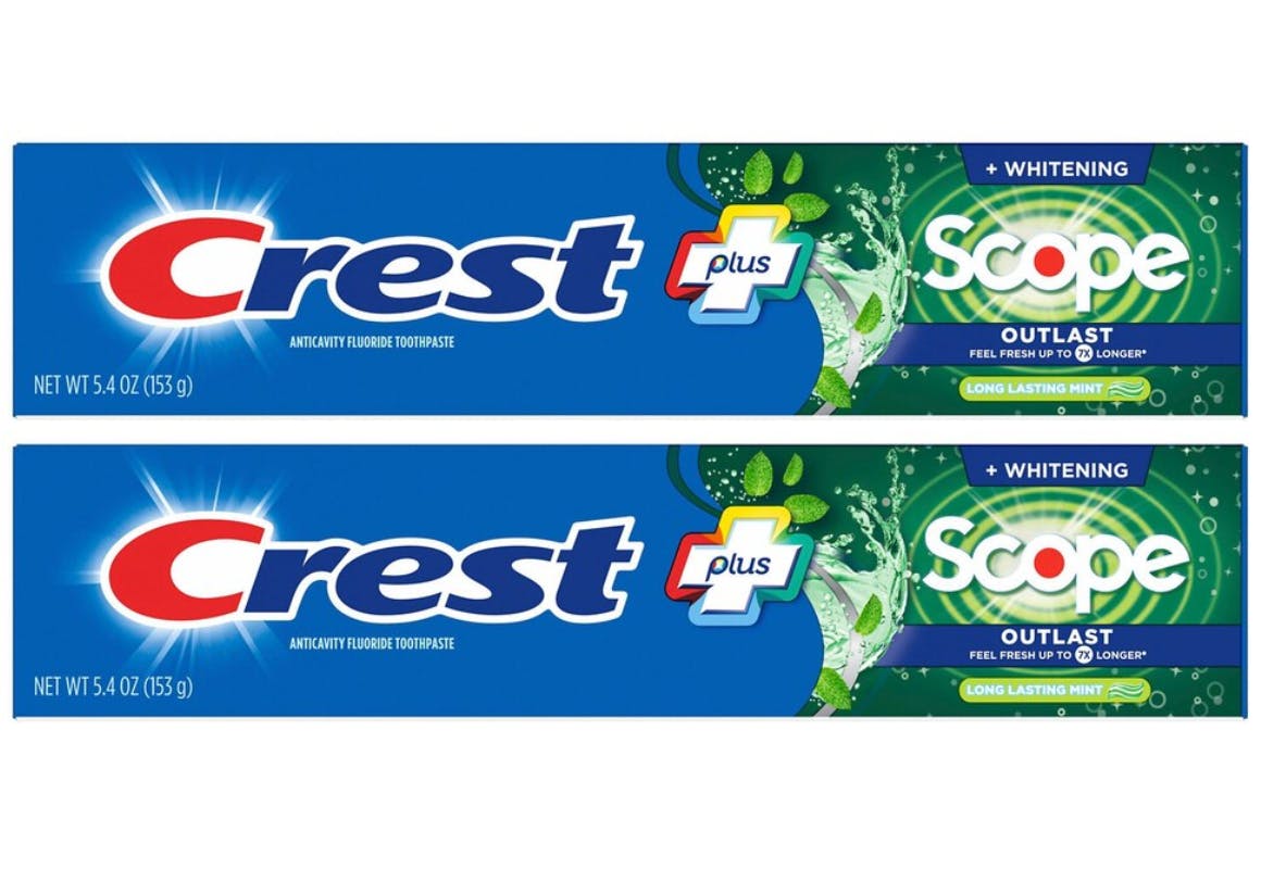 2 Crest Plus Scope Toothpastes