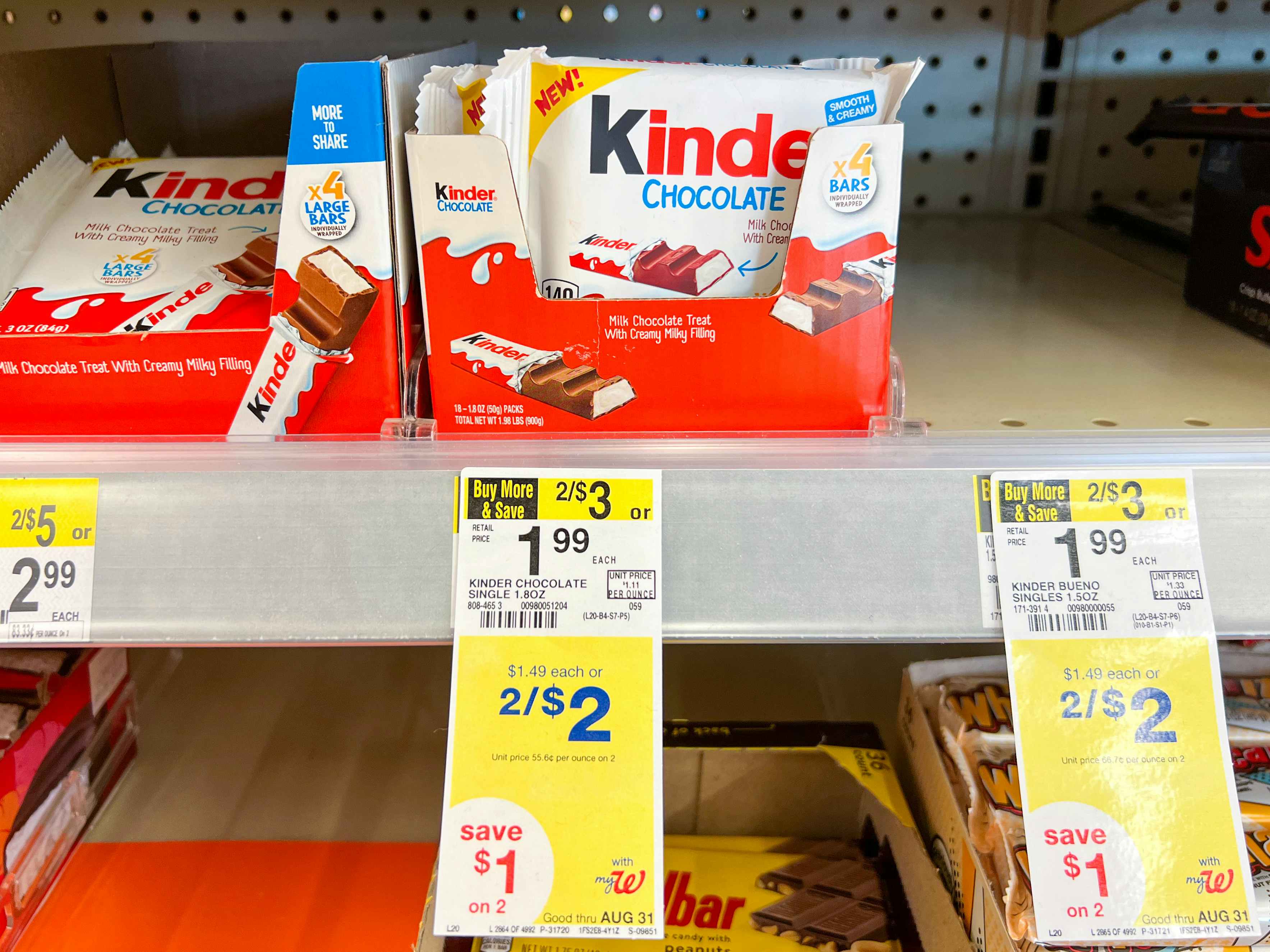 kinder chocolate walgreens