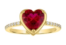 Lab-Created Red Ruby Heart Ring