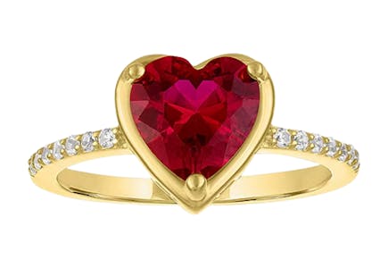 Lab-Created Red Ruby Heart Ring