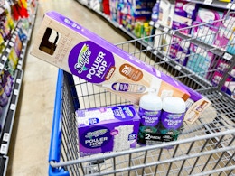 Swiffer PowerMop, cleaning solution twin pack, and pad refills