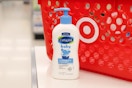 cetaphil baby wash in front of a target shopping basket