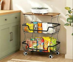 3-Tier Rolling Wire Storage Cart