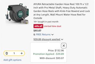 garden hose Amazon receipt