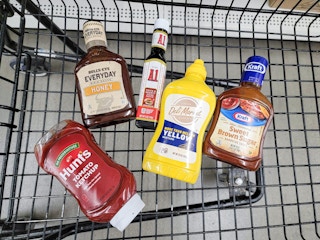 condiments in a cart