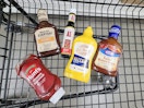 condiments in a cart
