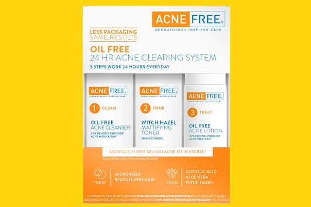 Acne Free 3-Step Acne Treatment Kit, as Low as $8.78 on Amazon card image