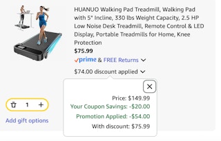 Treadmill Amazon receipt