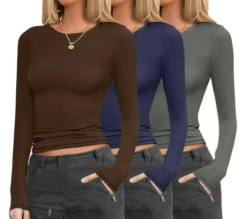 Ekouaer Women's Long Sleeve 3-Pack