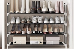 shoes on a shoe rack