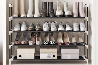 shoes on a shoe rack