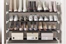 shoes on a shoe rack
