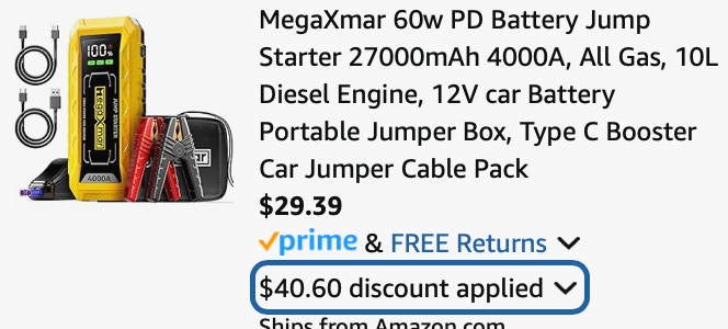 megaxmar 60w PD Battery Jump