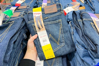 costco wrangler mens jeans handheld