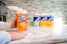 four canisters of Lysol wipes