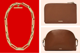 3 Fossil items: necklace, wallet & handbag