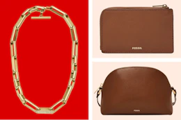 3 Fossil items: necklace, wallet & handbag